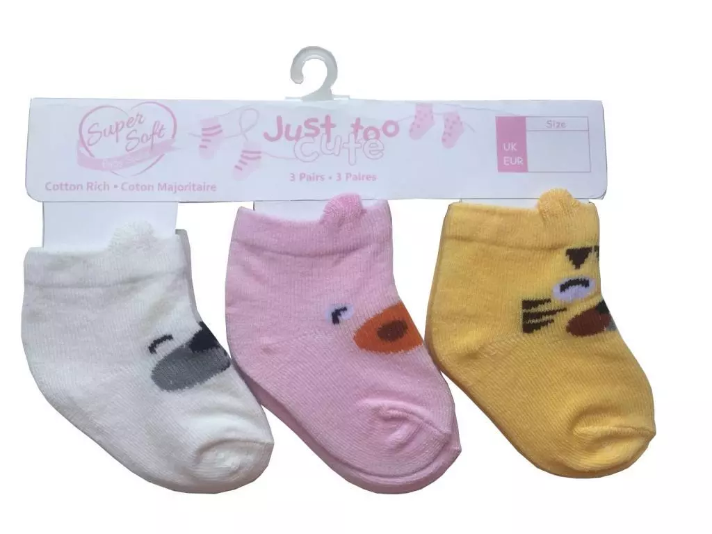 3-Pack Faces Socks – by Just Too Cute (0–12 months)