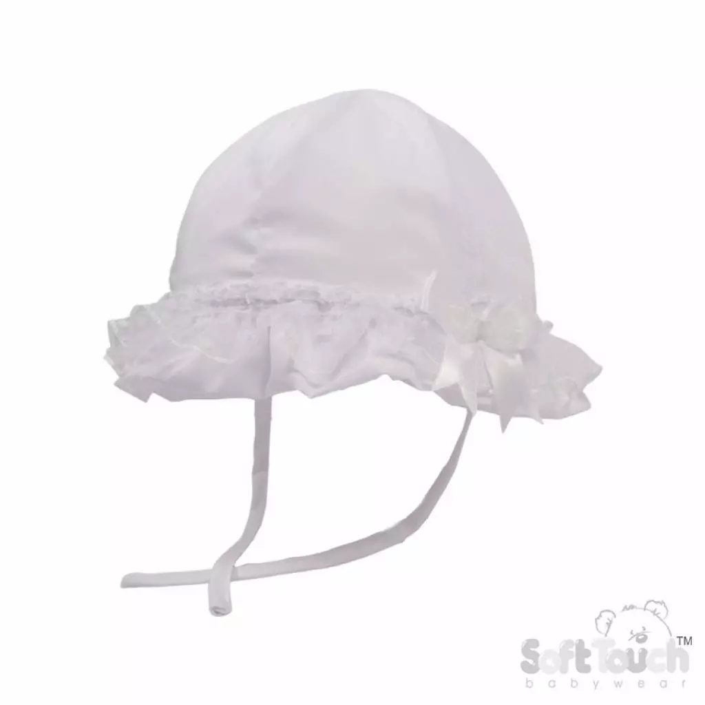 White Bow & Lace Summer Hat – by Soft Touch (6–24 Months)