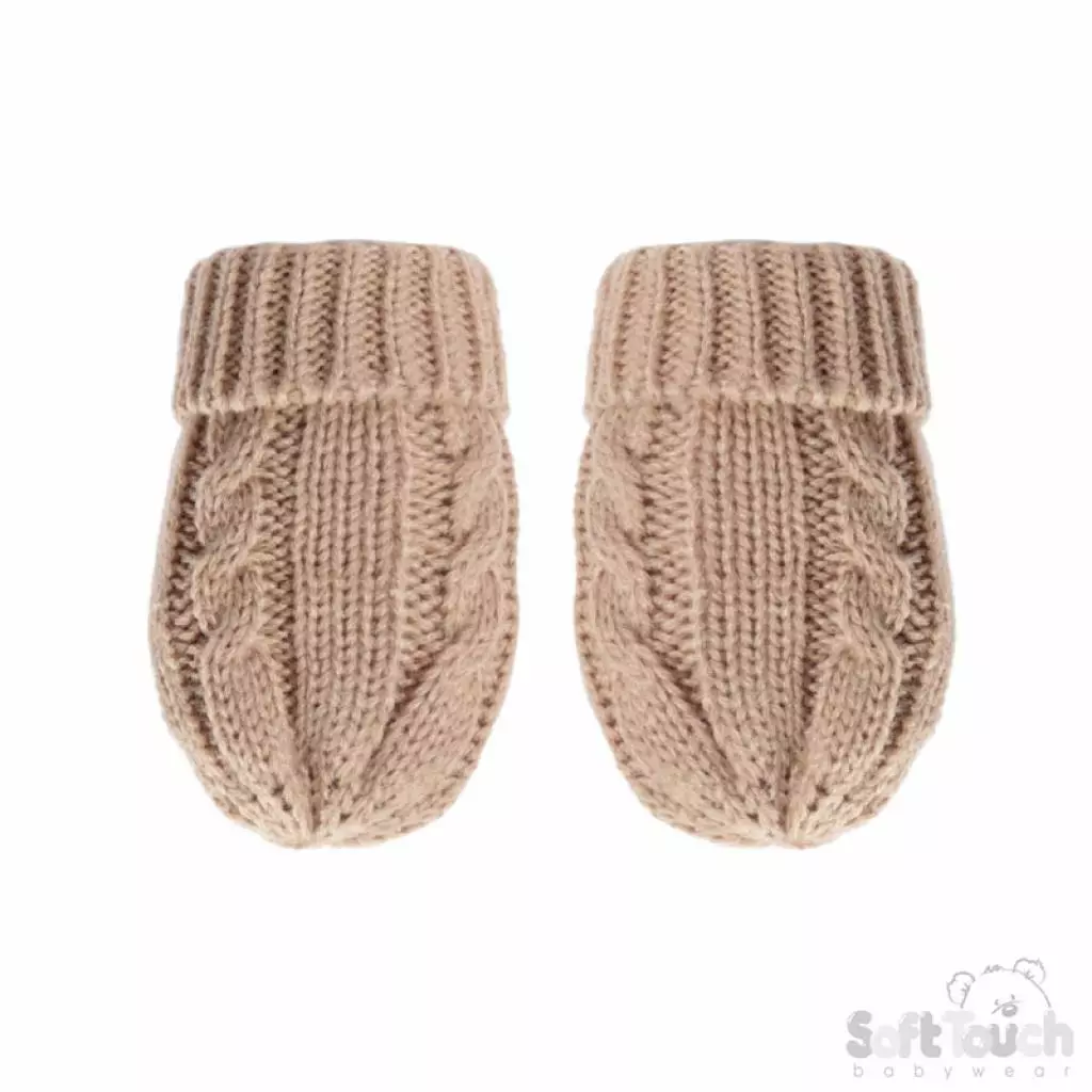 Coffee Cable Mittens – by Soft Touch (Newborn–12 Months)