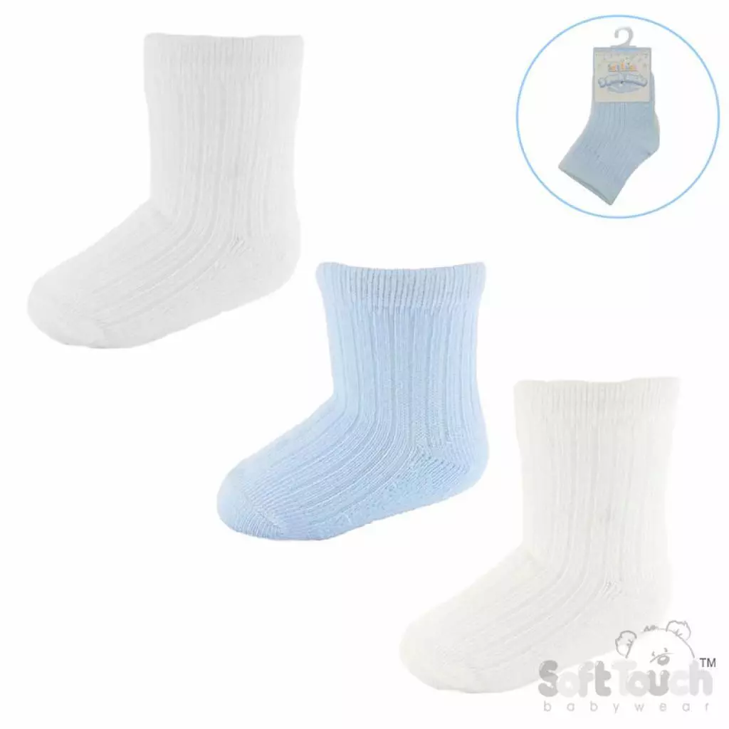 Baby Boys 3-Pack Ribbed Socks – by Soft Touch (3–12 months) - Image 2