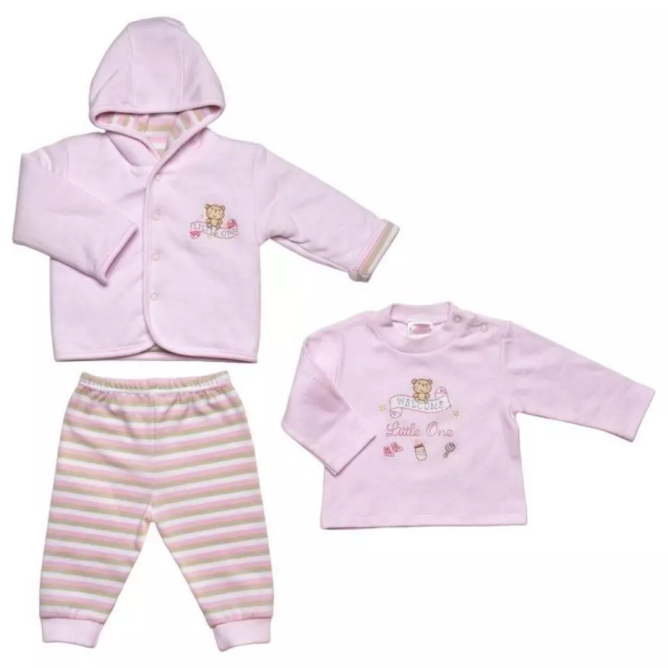 Pink Welcome Jacket 3-Piece Set – by Just Too Cute (0–3 Months) - Image 2