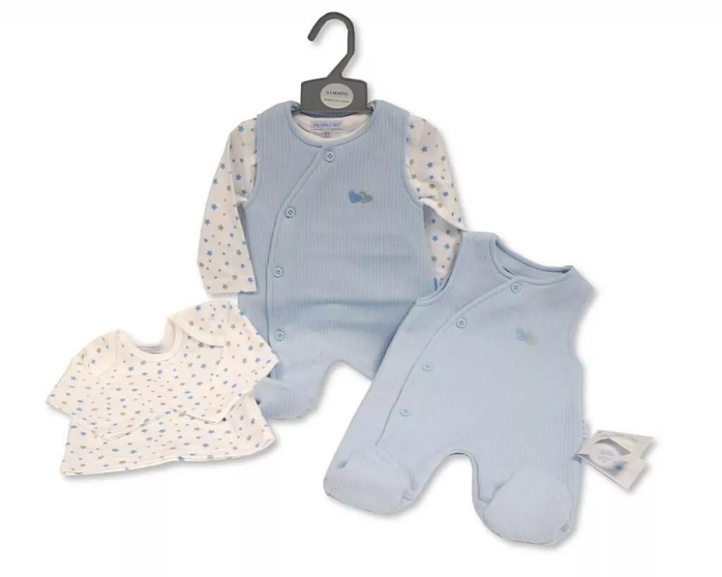 Stars and Hearts Dungaree Set – by My Little Chick (Newborn – 3 Months) - Image 2