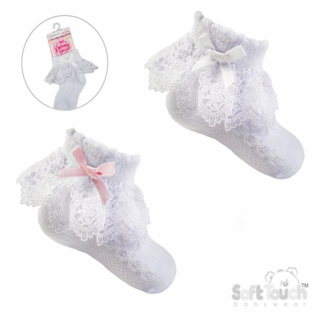 White Jester Lace Socks – by Soft Touch (0–12 Months) - Image 2