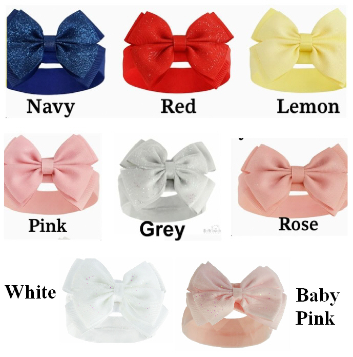 Glitter Bow Spanish Style Headbands – by Soft Touch (0–12 Months)