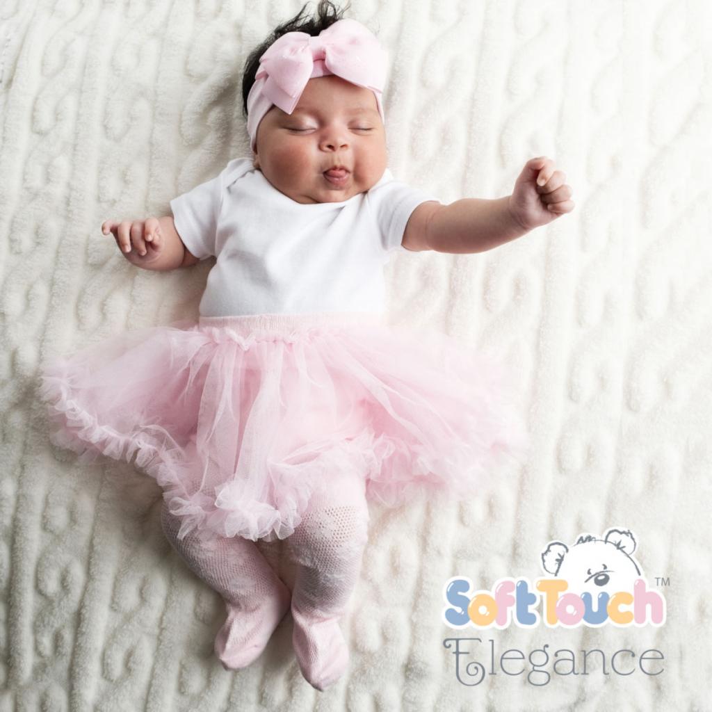 Pink Floral Tutu Tights – by Soft Touch (Newborn–24 Months)
