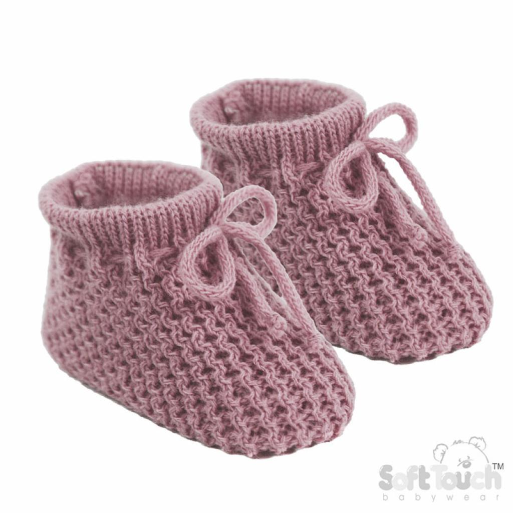 Dusky Pink Booties – by Soft Touch (Newborn) - Image 2