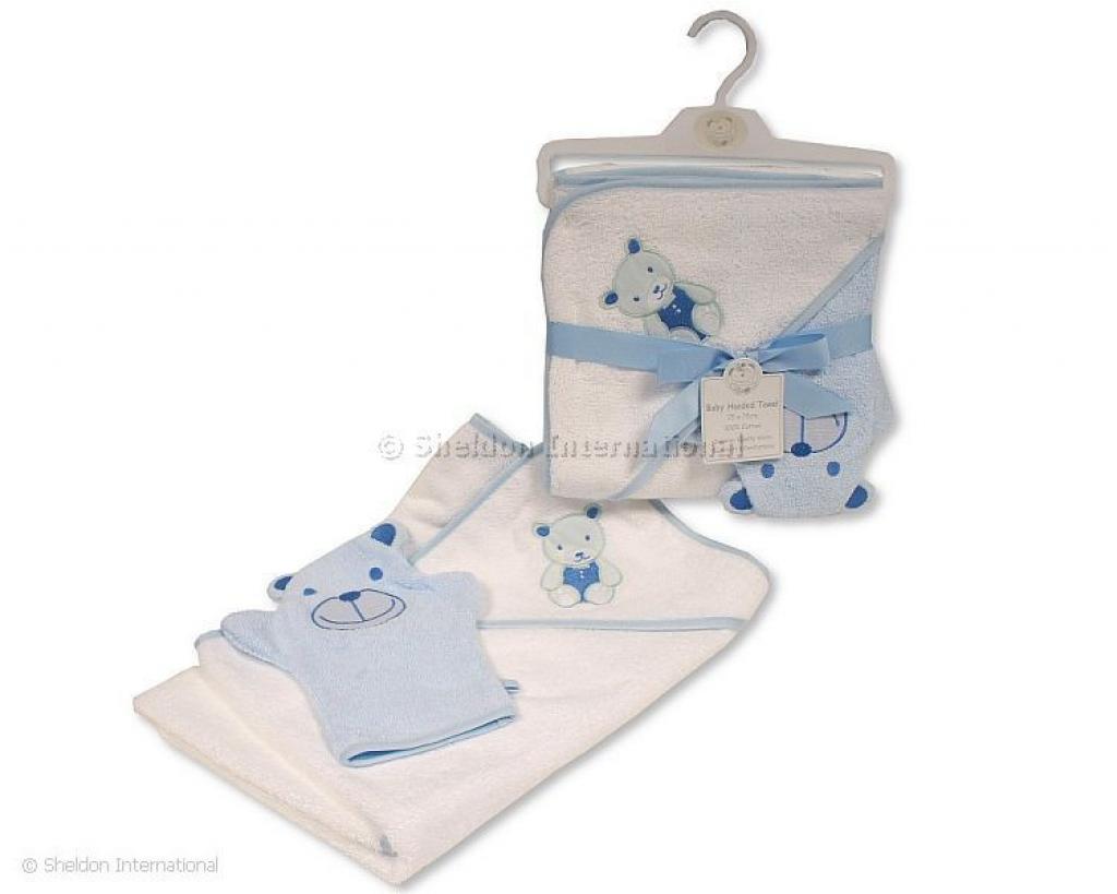 Blue Teddy Hooded Towel & Wash Mitt – by Snuggle Baby - Image 2