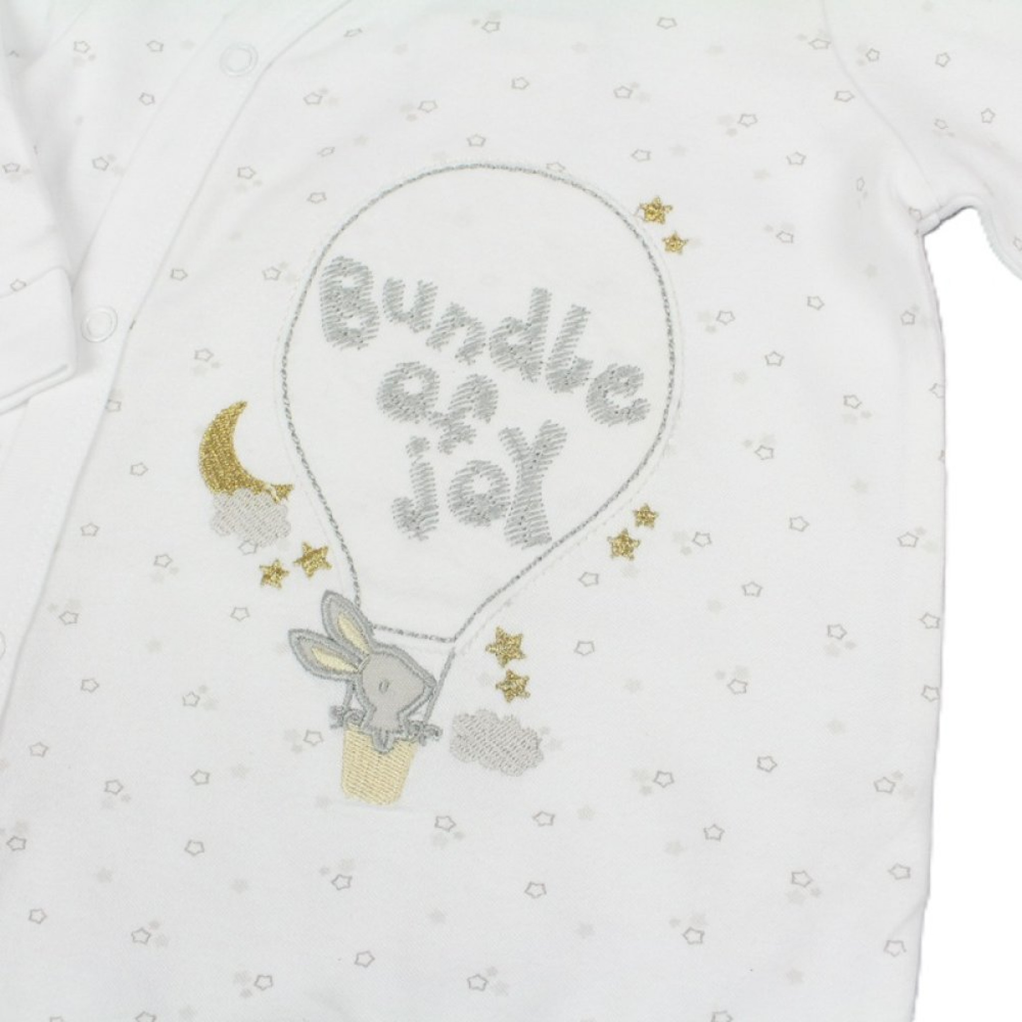 Star Pattern “Bundle of Joy” Bunny All-in-One – by Watch Me Grow (0–3 Months) - Image 4