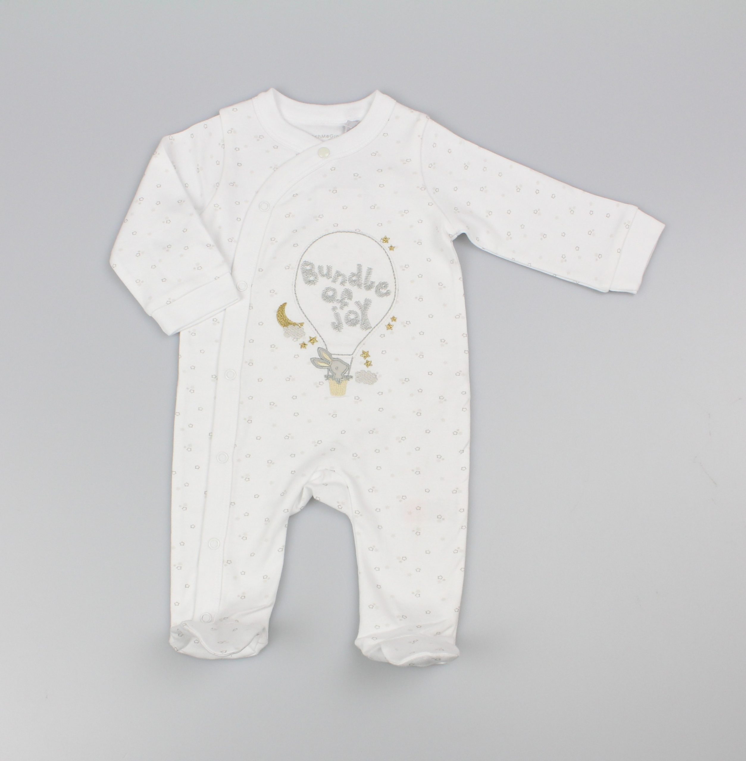Star Pattern “Bundle of Joy” Bunny All-in-One – by Watch Me Grow (0–3 Months) - Image 2