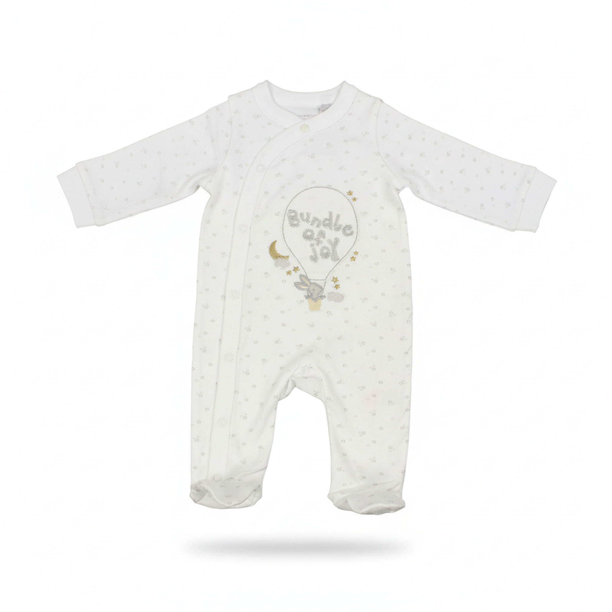 Star Pattern “Bundle of Joy” Bunny All-in-One – by Watch Me Grow (0–3 Months) - Image 3
