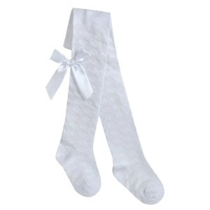 White Diamond Bow Tights – by Tick Tock (18–24 Months)