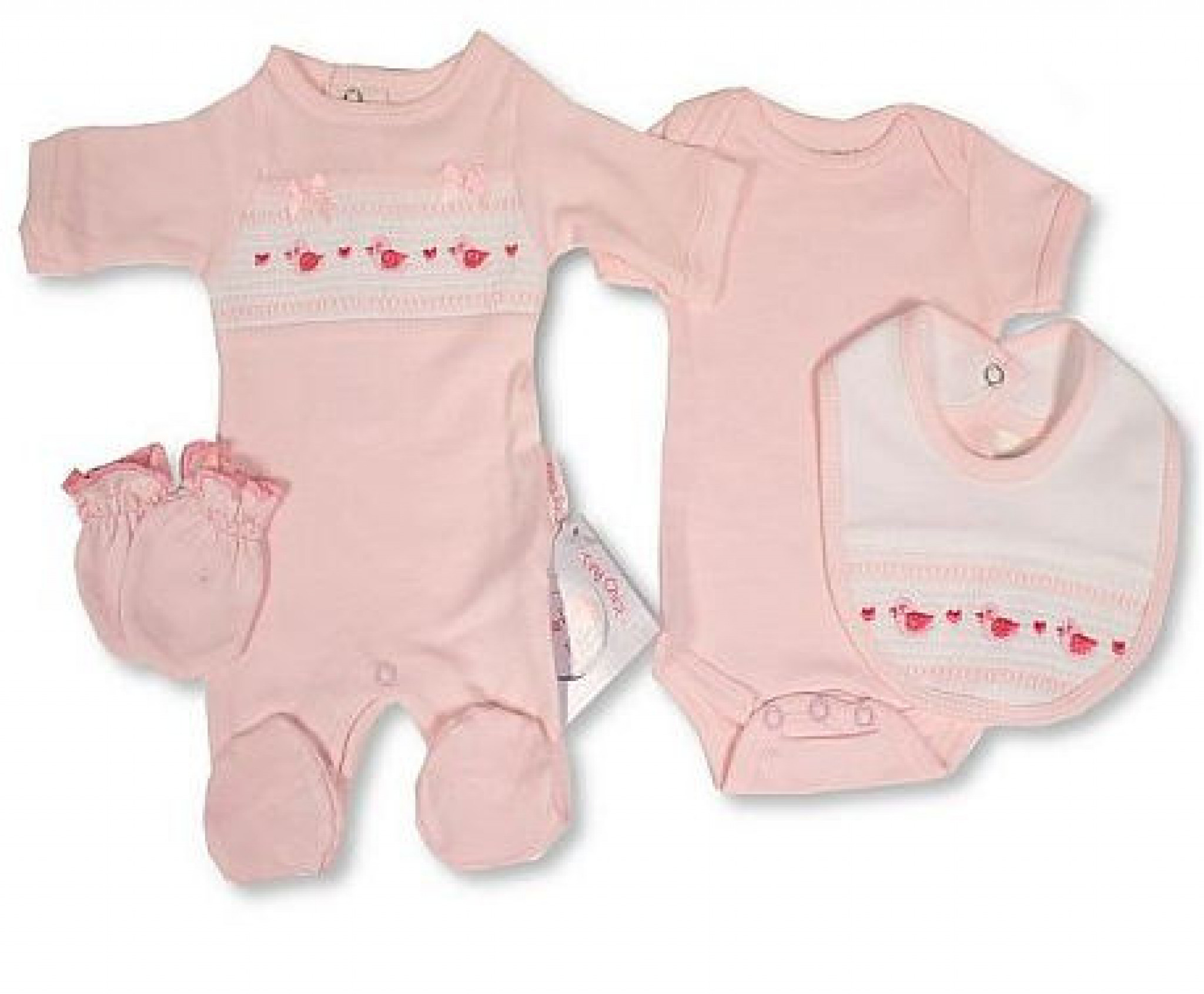 Smocked “Ducks” 4 Piece Gift Set – by Tiny Chick (3–8 lbs) - Image 4