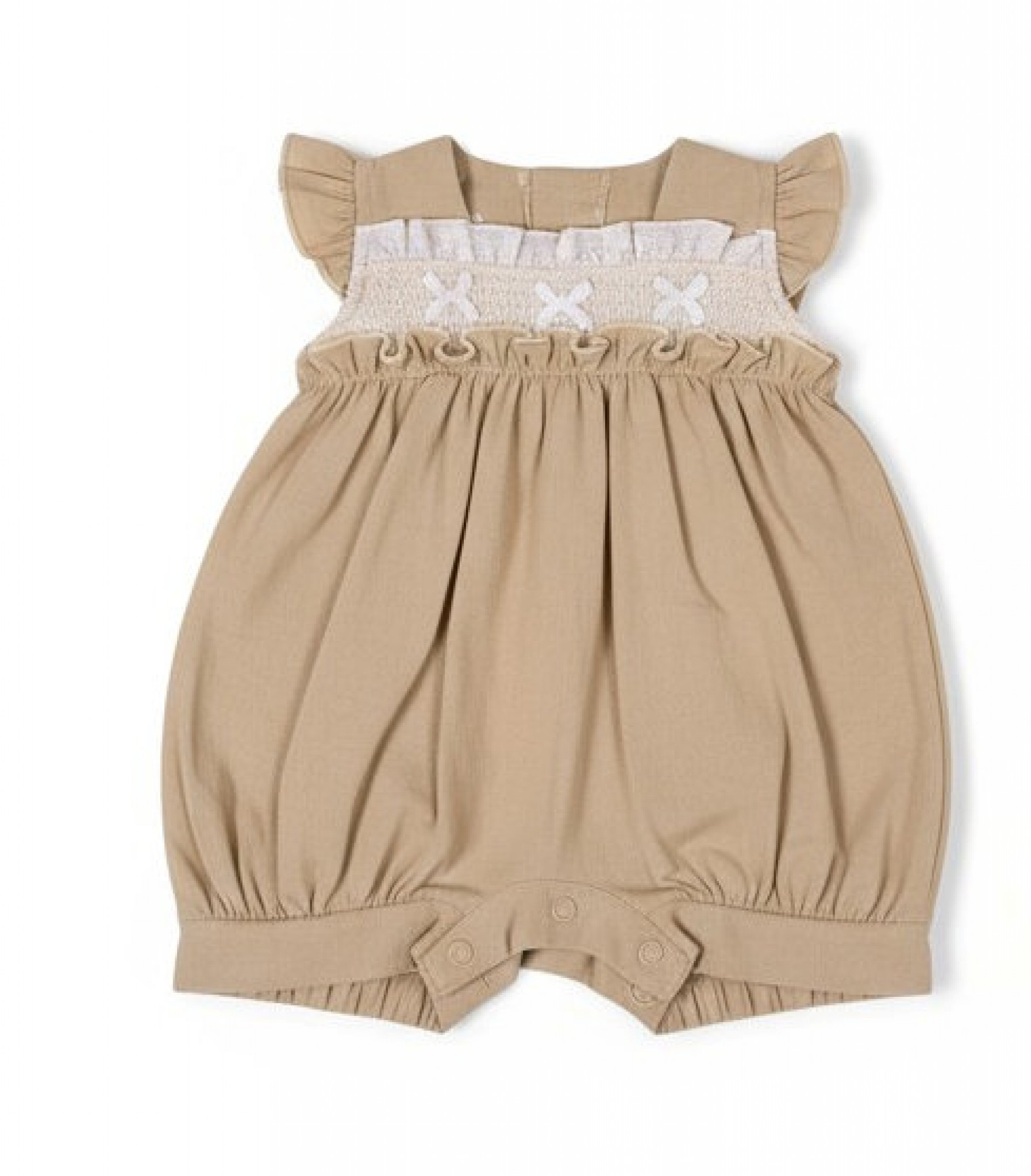 Smocked Linen Romper – by Tiny Chick (3–8 lbs) - Image 2