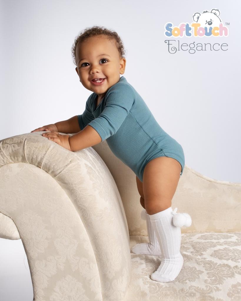 White Elegance Pom Pom Sock – by Soft Touch (6–24 Months) - Image 3