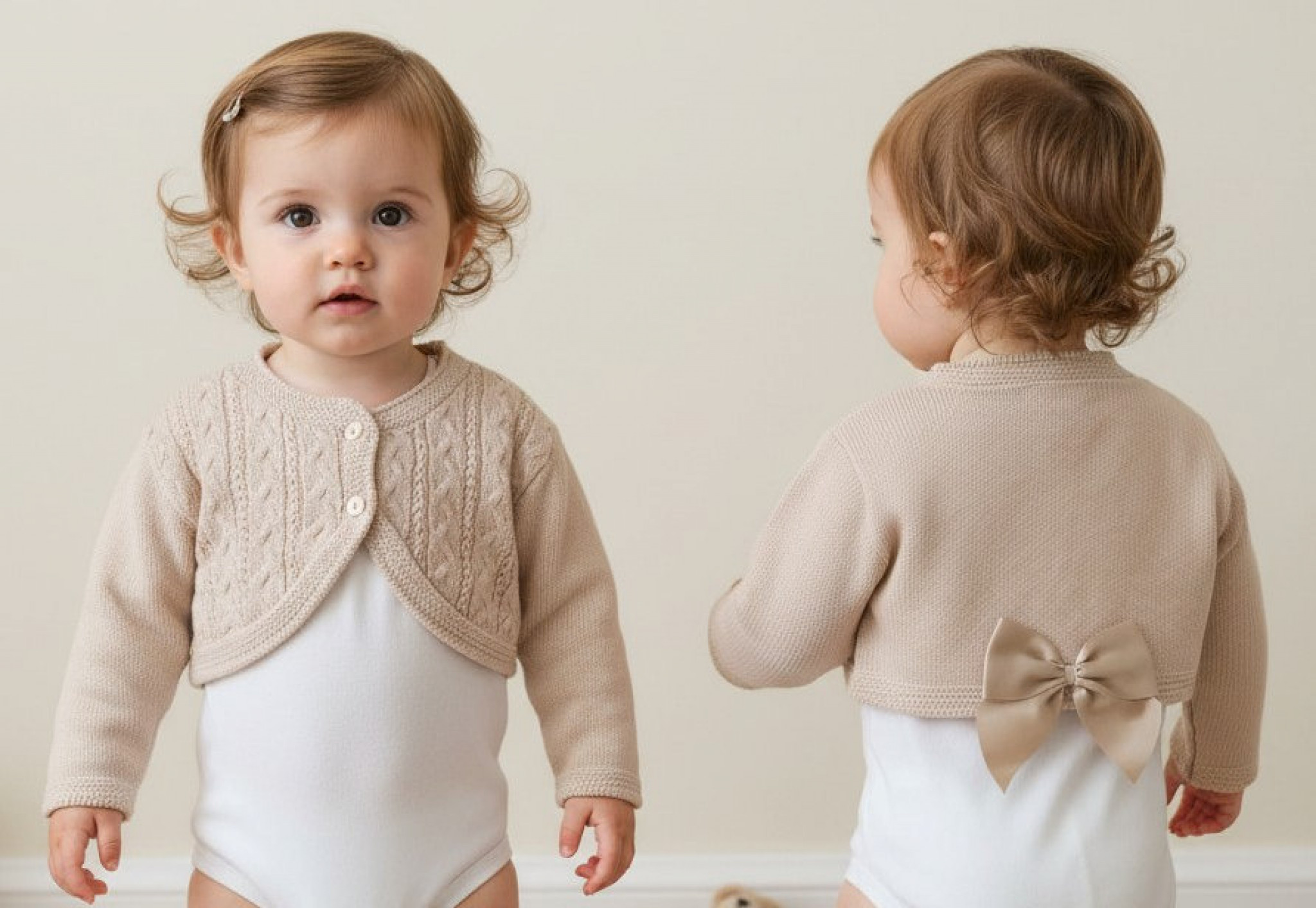Biscuit Bow Bolero – by Bee Bo (9–24 months)