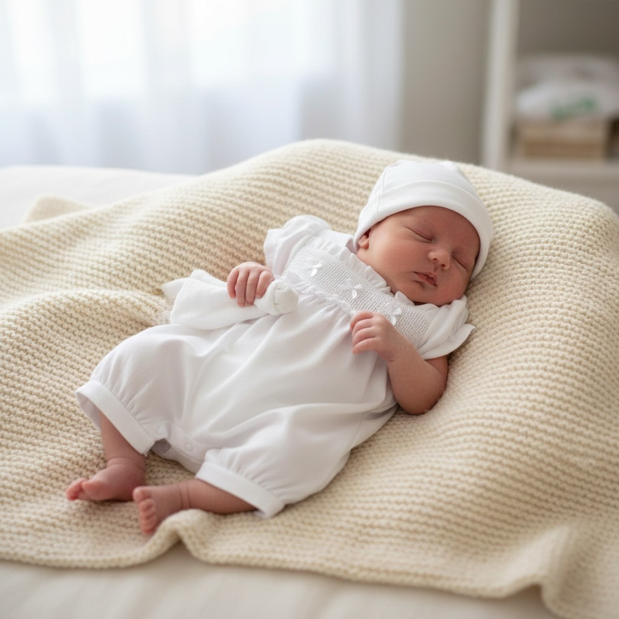 Smocked Romper – by Tiny Chick (3–8 lbs)