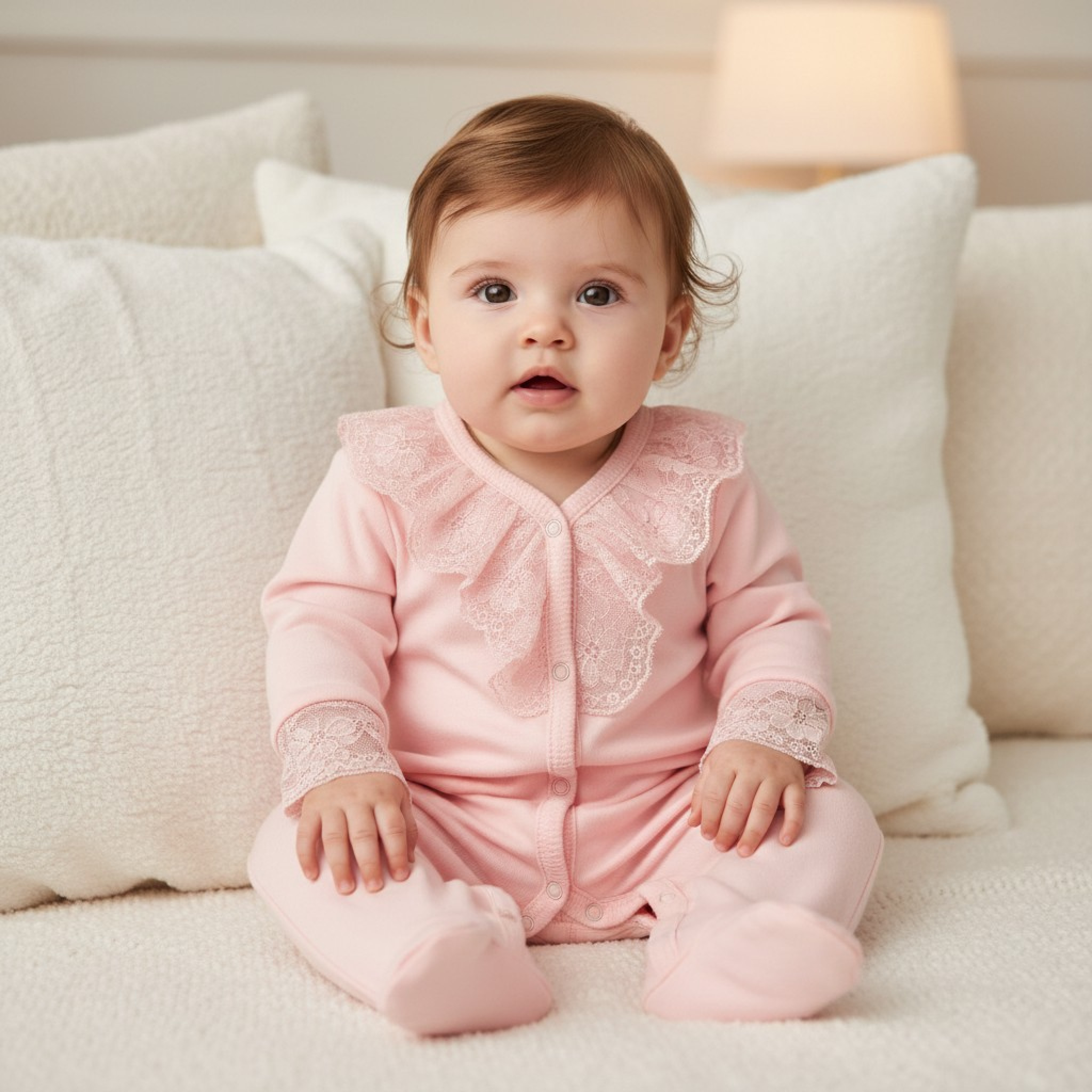Pink “Lace” All In One – by Just For Me (0–3 Months) LAST ONE‼️