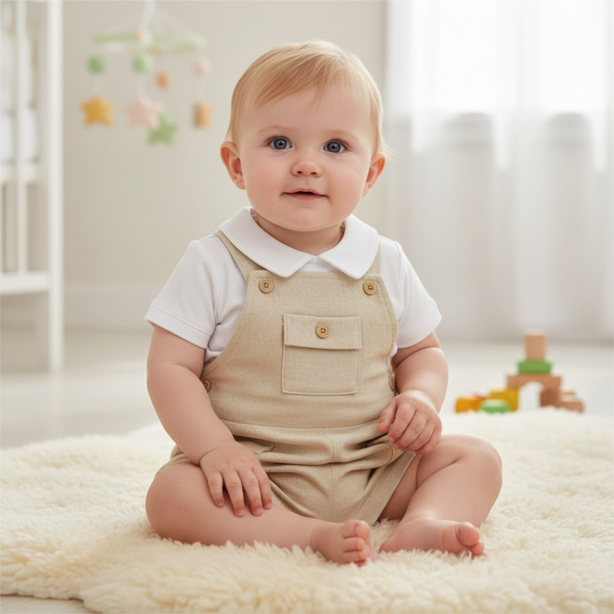 Taupe Short Dungaree Set – by My Little Chick (Newborn) LAST ONE‼️