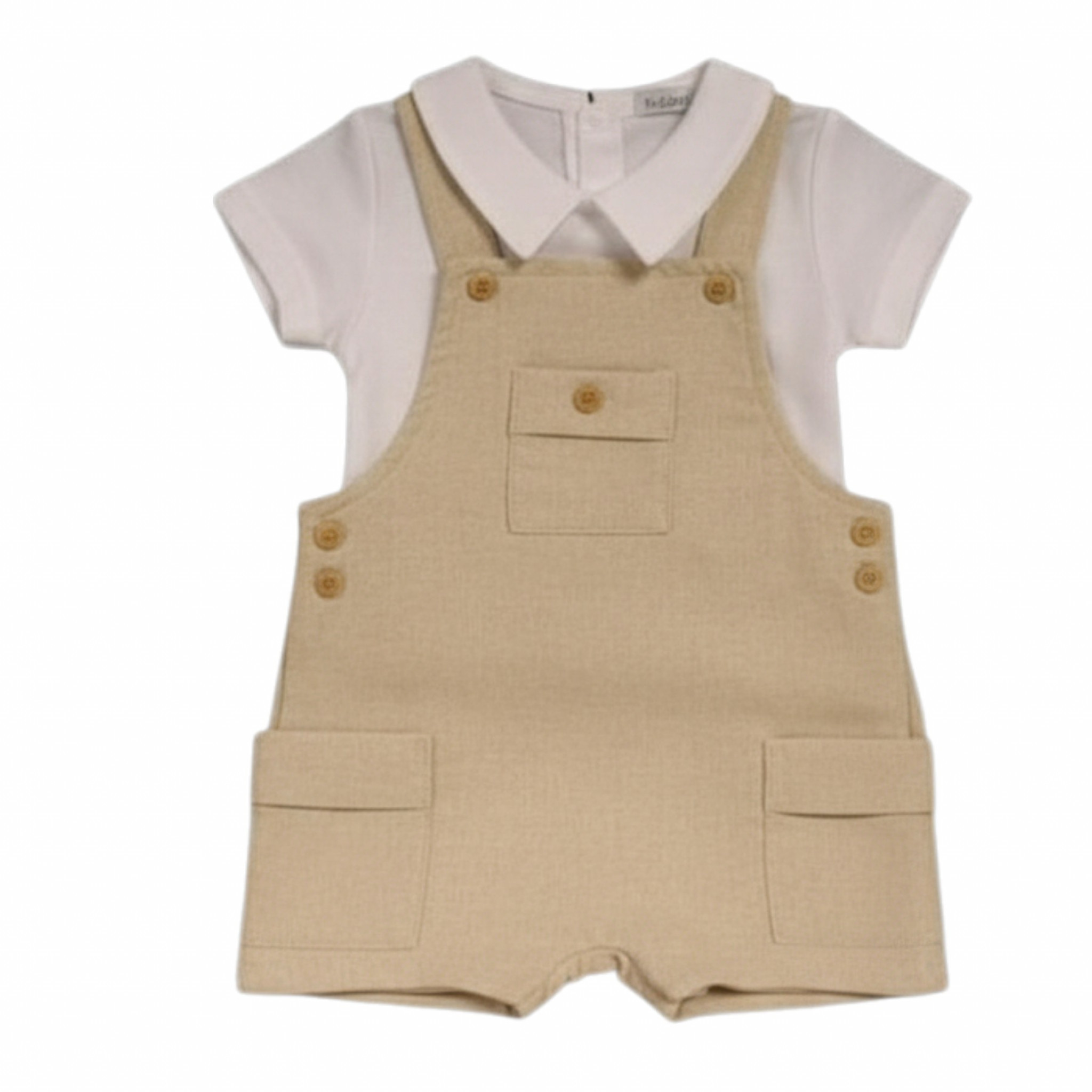 Taupe Short Dungaree Set – by My Little Chick (Newborn) LAST ONE‼️ - Image 2