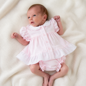 Pink & White Frill Dress Set – by Nursery Time (3–5 lbs) LAST ONE‼️