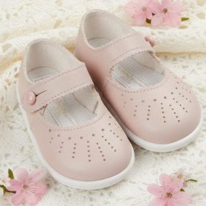 Dusky Pink Punch Hole Detail First Walker Shoes – by Bay Pod / Early Days (Sizes 2 & 3)