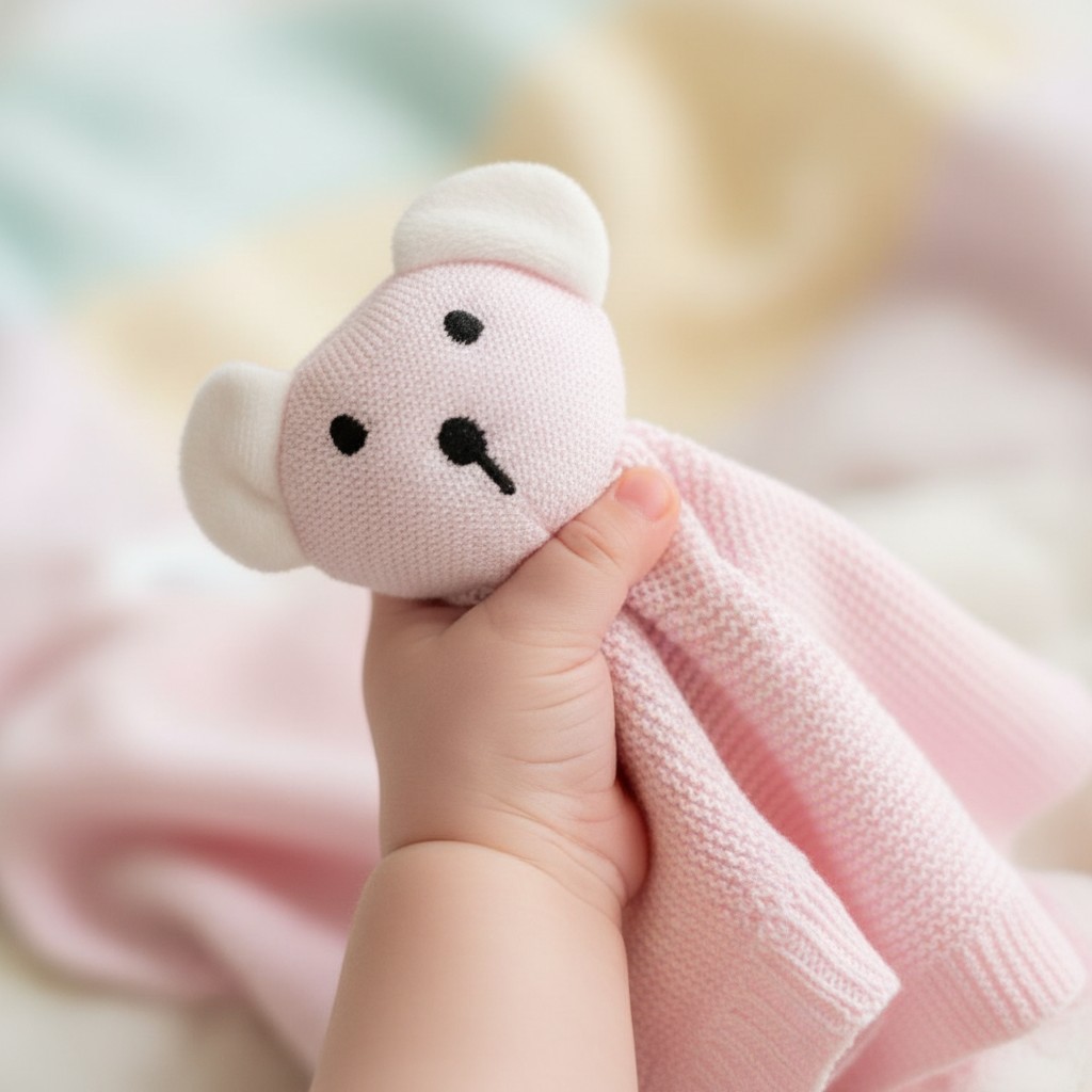 Knitted Bamboo Teddy Comforter – by Cute & Co (28 x 28cm) - Image 2