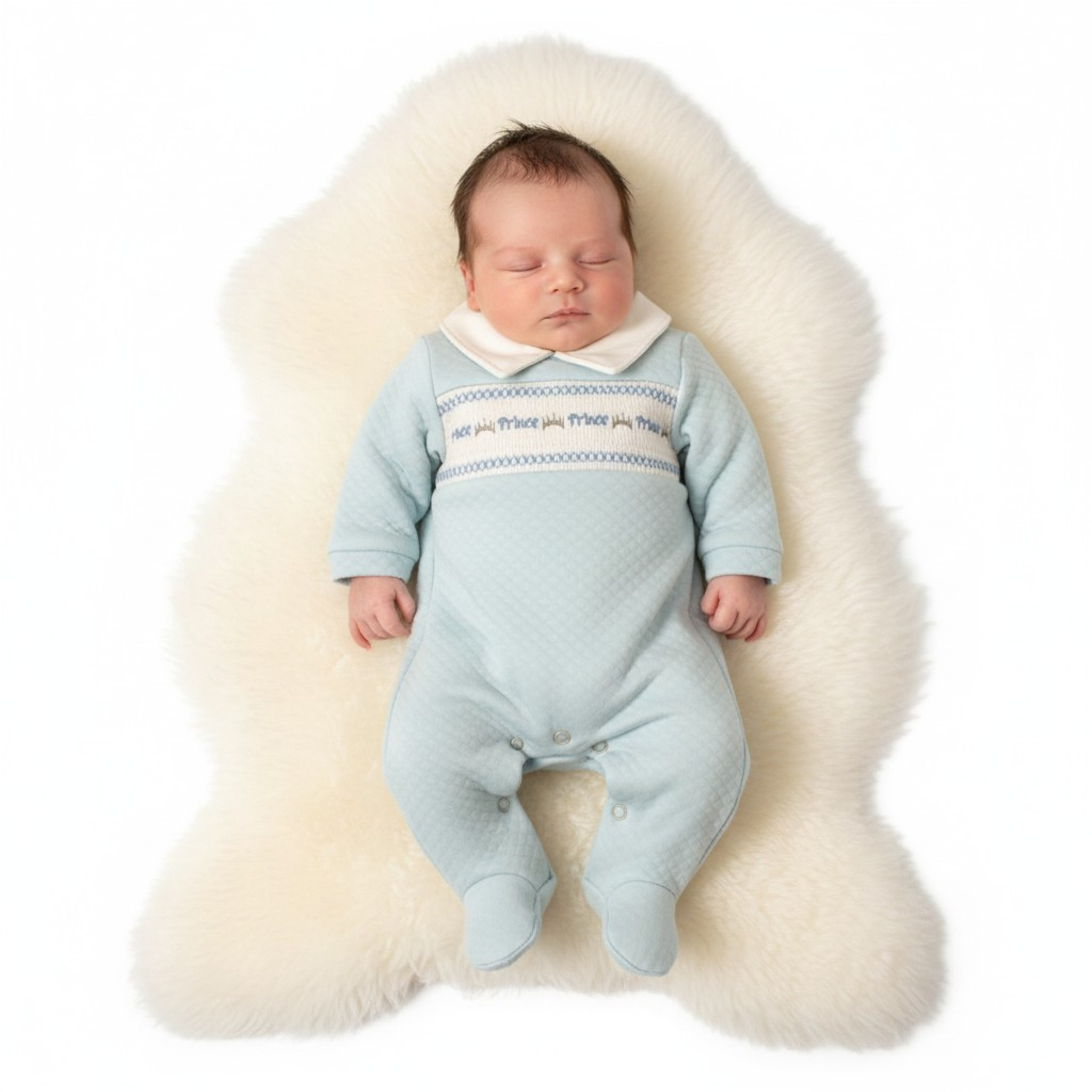 Smocked Prince All-In-One – by Tiny Chick (3–8 lbs)