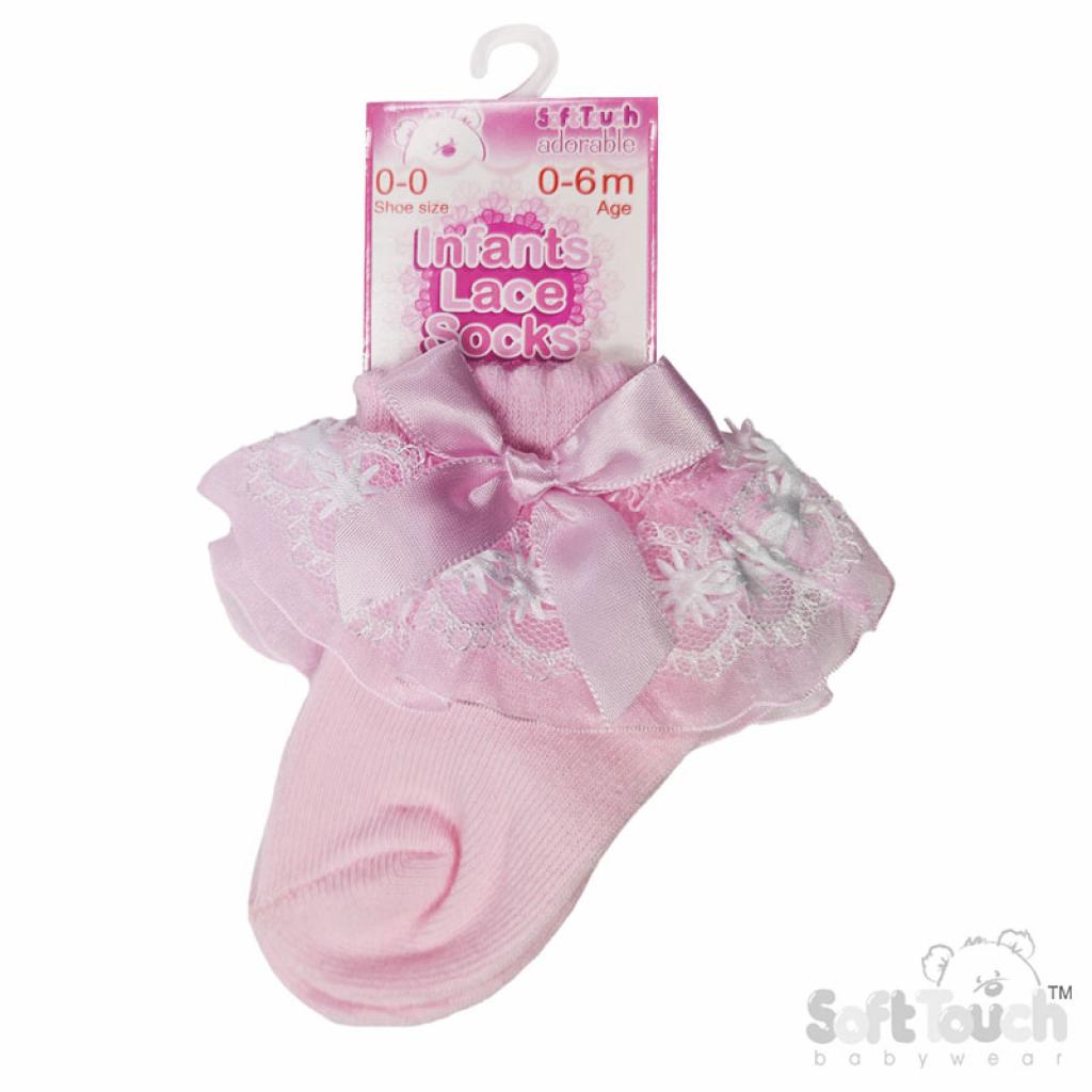 Pink Organza and Lace Socks – by Soft Touch (Newborn–18 Months) - Image 3