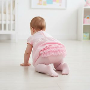 Pink Ribbed Tights with Frill – by Soft Touch (6–18 Months)