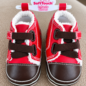 Red Infant Shoes with Warm Lining & Velcro Strap – by Soft Touch (6–12 Months) LAST ONE – FINAL CLEARANCE‼️