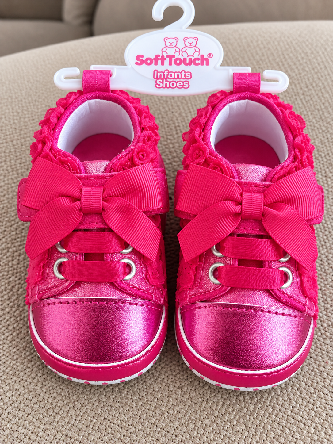 Organza Gripper Sole Trainers – by Soft Touch (3–6 Months) FINAL CLEARANCE‼️