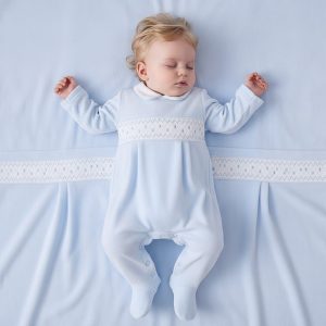 Velour Polka Dot Smocked All in One – by Little Dreams (0–9 months)
