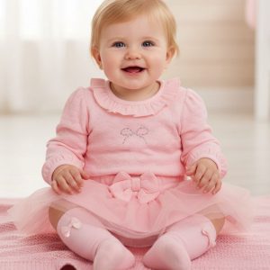 Quilted "Diamante Bow" Tulle Skirt Set – by Just For Me (Newborn–6 Months)