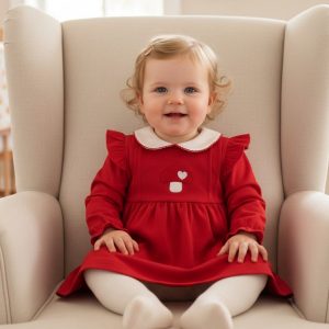 "Mushroom & Heart" Dress – by Just For Me (Newborn –6 Months)