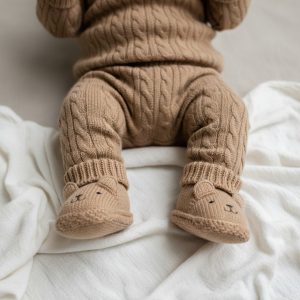 "Teddy" Knit Booties – by Nursery Time (0–3 Months)