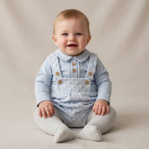 Lined Short Dungaree & Top – by Nursery Time (Newborn –9 Months)
