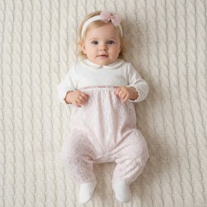 Pink "Lace" All In One – by Bello Joy (0–9 Months)