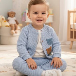 Honeycomb Top, Jacket & Trousers Set – by Beyaz Baby Collection (6–24 Months)