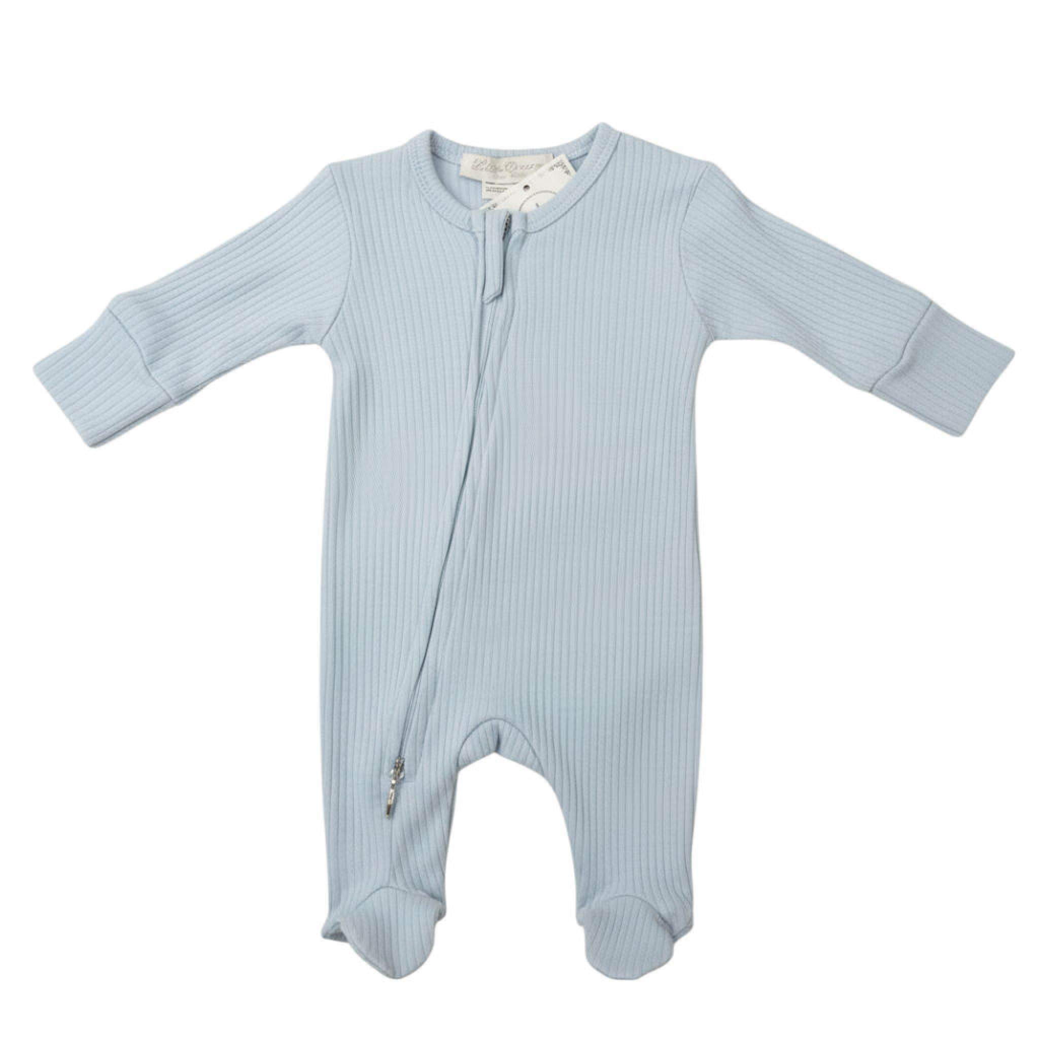 Sky "Prince" Ribbed Zipped All In One – by Little Dreams (0–9 Months) - Image 2