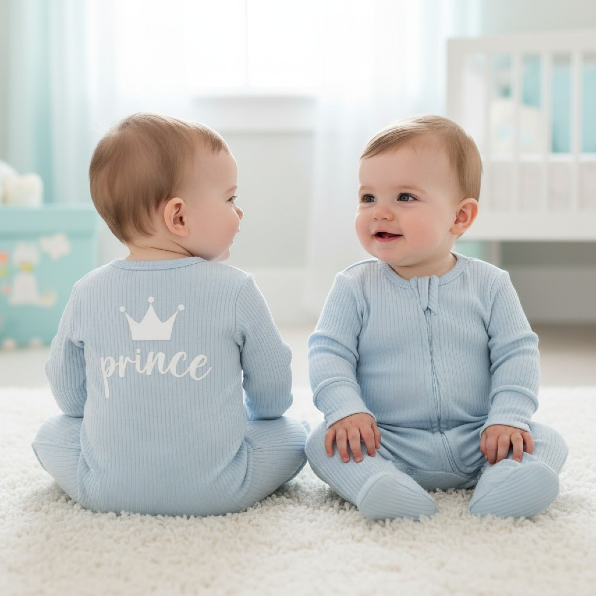 Sky "Prince" Ribbed Zipped All In One – by Little Dreams (0–9 Months)