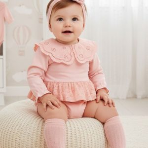 Lace Bodysuit, Socks & Headband – by MiniCayzen (3–12 Months)