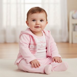 Smocked "Cuddles" Velour Three Piece Set – by My Little Chick (Newborn–6 Months)