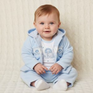 Smocked "Prince" Velour Three Piece Set – by My Little Chick (Newborn–3 Months)