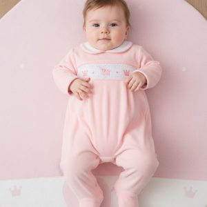 Smocked Velour "Elephant" All In One – by My Little Chick (Newborn–6 Months)