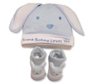 Pink or Sky "Some Bunny Loves You" Hat & Booties Gift Set – by Nursery Time (One Size - Newborn-12 Months) - Image 5