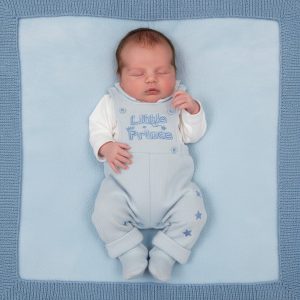 Sky Blue Quilted "Little Prince" Dungaree & Top Set – by Nursery Time (5–8 lbs)