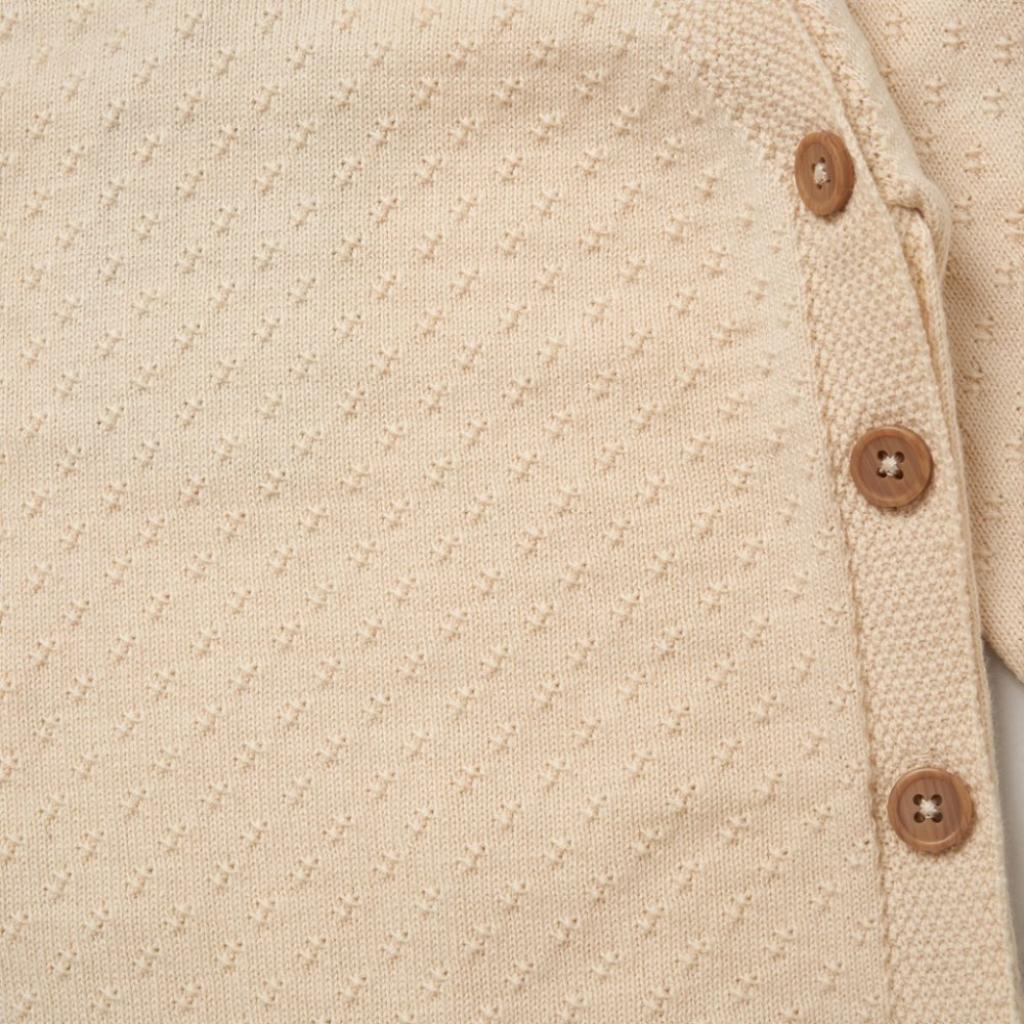 Beige Knit Cotton Bodysuit, Trousers & Hat Set – by Rock A Bye Boutique (0–12 Months) - Image 3