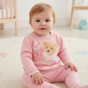 Pink True Knit Teddy Jumper & Trousers – by Rock A Bye Boutique (0–12 Months)