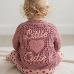 Dusky Pink "Little Cutie" Cotton Cardigan – by Rock A Bye Boutique (0–12 Months)