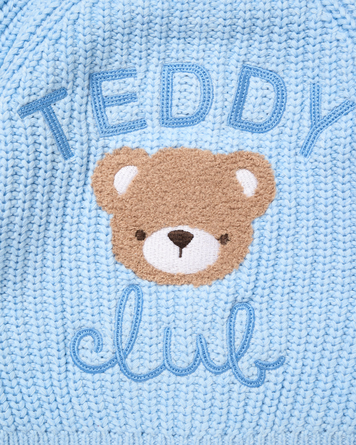 Sky Blue "Teddy Club" Cotton Cardigan – by Rock A Bye Boutique (0–12 Months) - Image 4